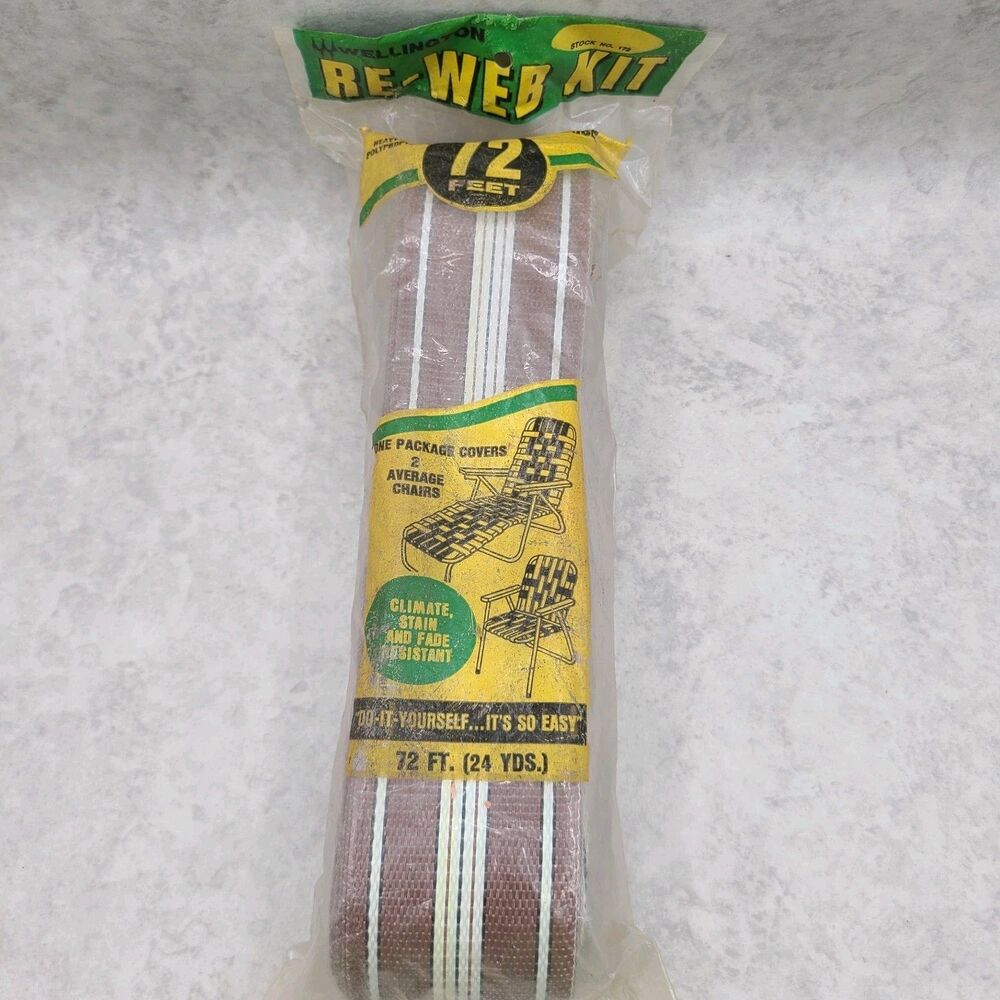 Wellington Re-Web Kit Lawn Chaise Chair Webbing 72 ft  Brown and White  2.25"